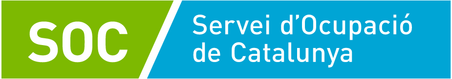  part dreta fons verd amb soc en blanc, part esquerra en lletres blanques Servei d'Ocupació de cataluna sobre fons blau clar